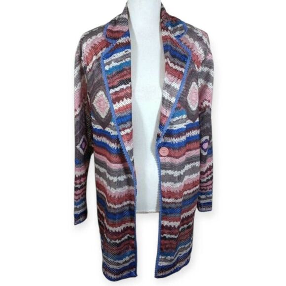 MISSLOOK PINK, BLUE, & WHITE CARDIGAN SZ.M EUC. - Picture 2 of 5